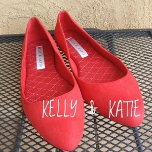 Kelly & Katie Red Vegan Suede Ballet Flats Size 9